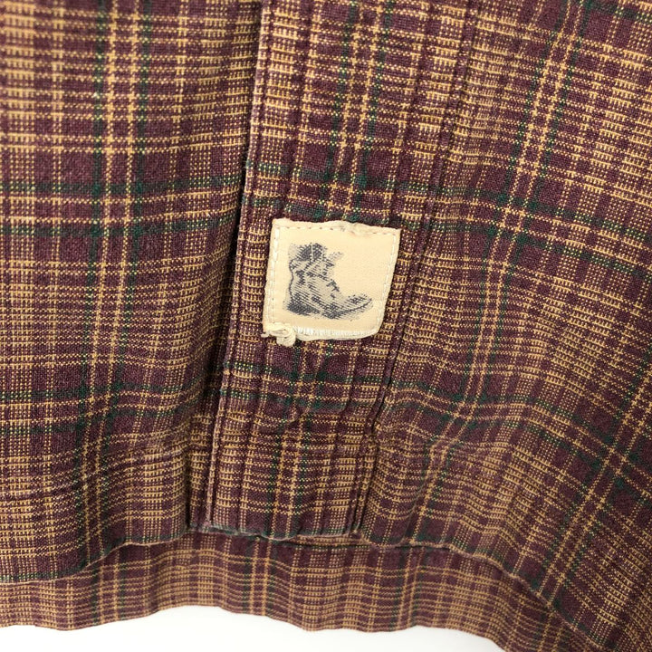 90s-00'S Timberland Long-Sleeve Cotton Check Shirt, Men's Size XL cotton burgundy type Vintage Second Hand