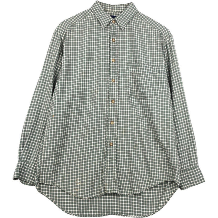 90'S GAP (Old GAP) Long-Sleeve Cotton Check Shirt, Men's Size M (Equivalent), Vintage cotton Khaki type Vintage Second Hand