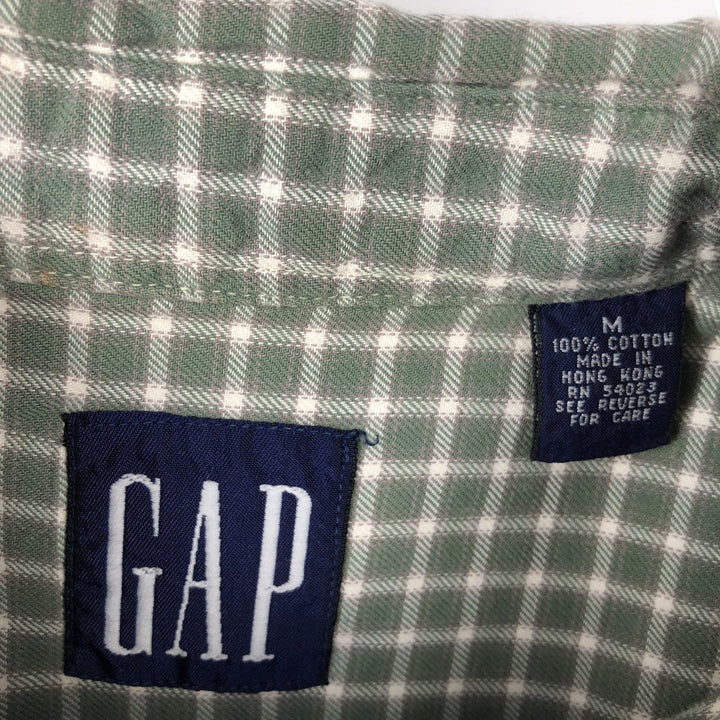 90'S GAP (Old GAP) Long-Sleeve Cotton Check Shirt, Men's Size M (Equivalent), Vintage cotton Khaki type Vintage Second Hand