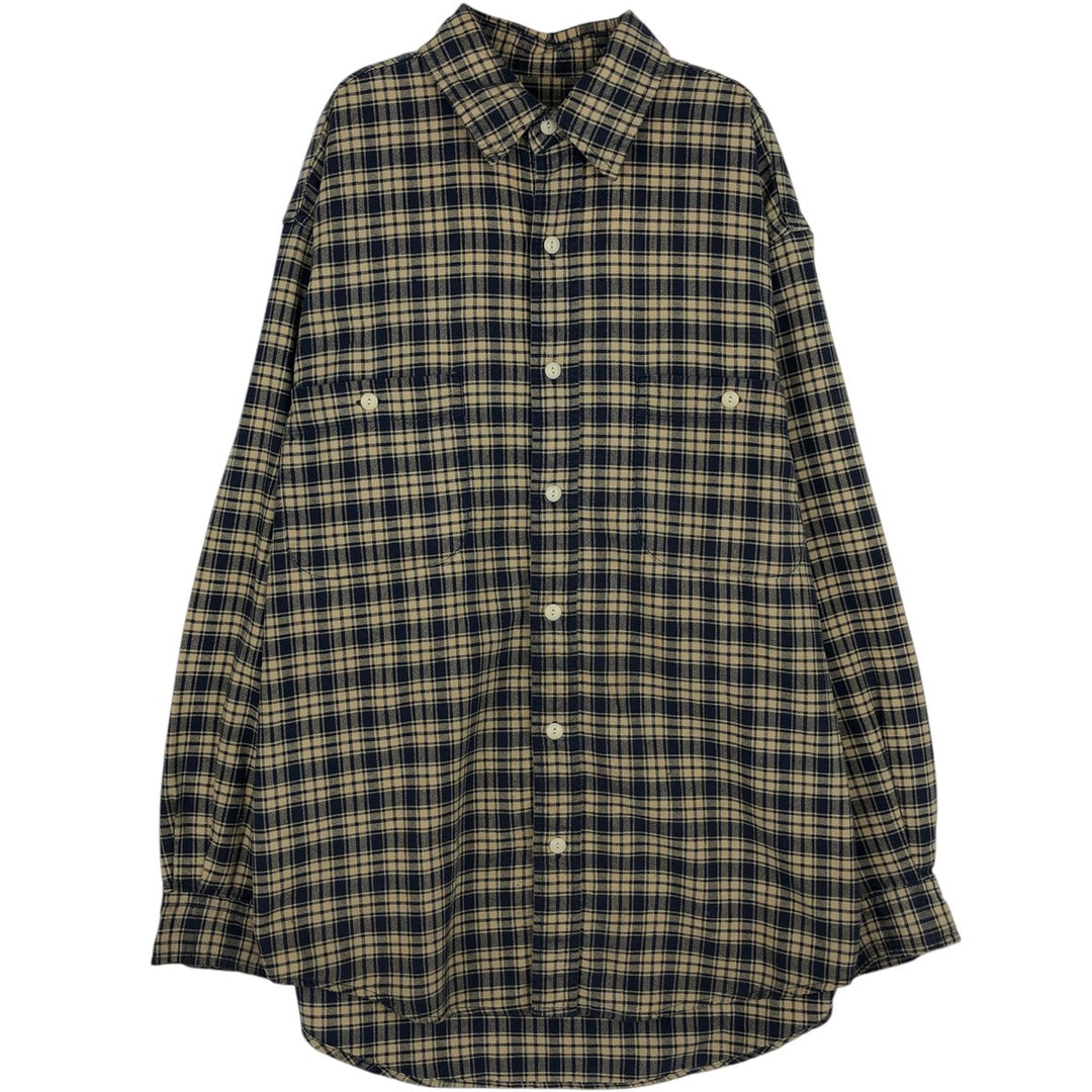 1990'S Eddie Bauer Long-Sleeve Cotton Check Shirt, Men's Size M (approx.), Vintage cotton navy blue type Vintage Second Hand