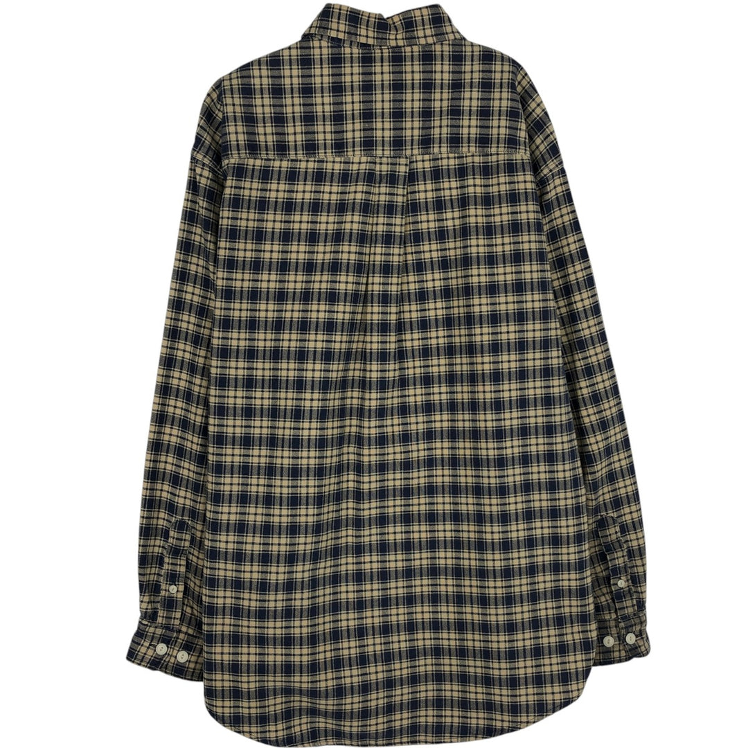 1990'S Eddie Bauer Long-Sleeve Cotton Check Shirt, Men's Size M (approx.), Vintage cotton navy blue type Vintage Second Hand