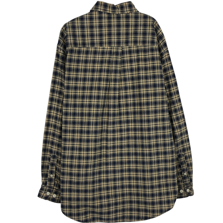1990'S Eddie Bauer Long-Sleeve Cotton Check Shirt, Men's Size M (approx.), Vintage cotton navy blue type Vintage Second Hand
