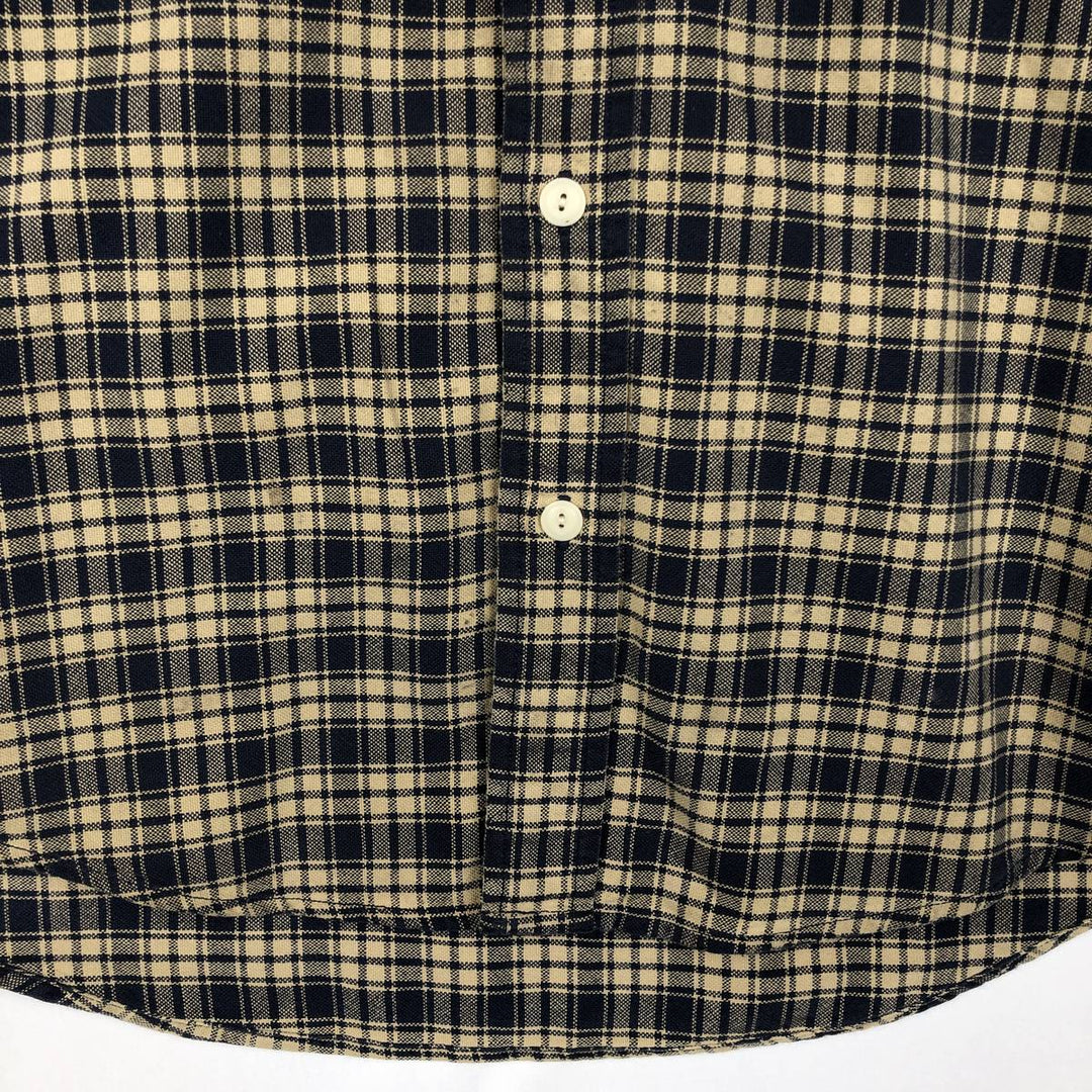 1990'S Eddie Bauer Long-Sleeve Cotton Check Shirt, Men's Size M (approx.), Vintage cotton navy blue type Vintage Second Hand