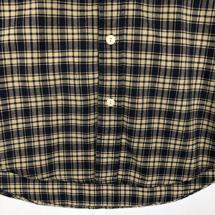 1990'S Eddie Bauer Long-Sleeve Cotton Check Shirt, Men's Size M (approx.), Vintage cotton navy blue type Vintage Second Hand