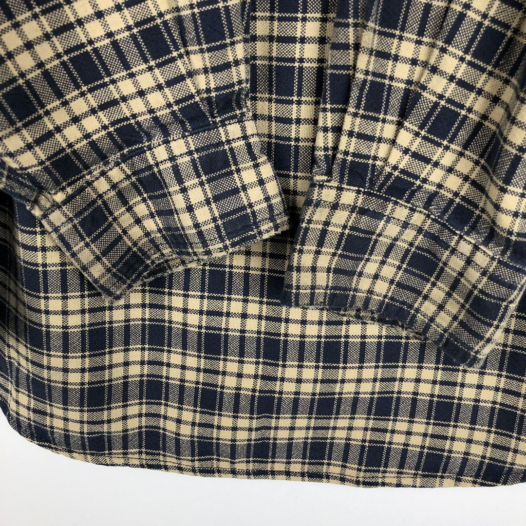 1990'S Eddie Bauer Long-Sleeve Cotton Check Shirt, Men's Size M (approx.), Vintage cotton navy blue type Vintage Second Hand
