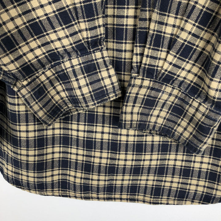 1990'S Eddie Bauer Long-Sleeve Cotton Check Shirt, Men's Size M (approx.), Vintage cotton navy blue type Vintage Second Hand