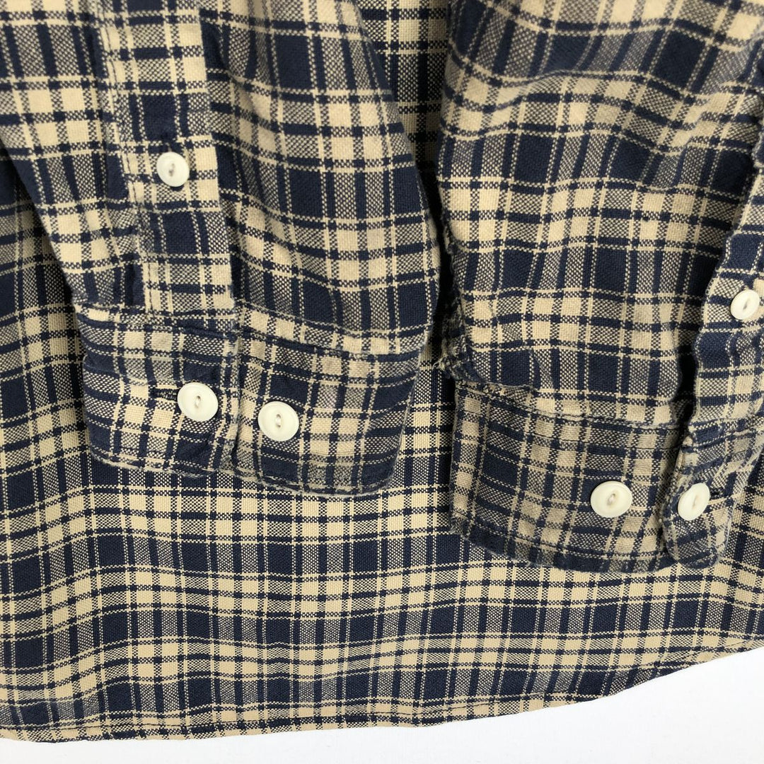 1990'S Eddie Bauer Long-Sleeve Cotton Check Shirt, Men's Size M (approx.), Vintage cotton navy blue type Vintage Second Hand
