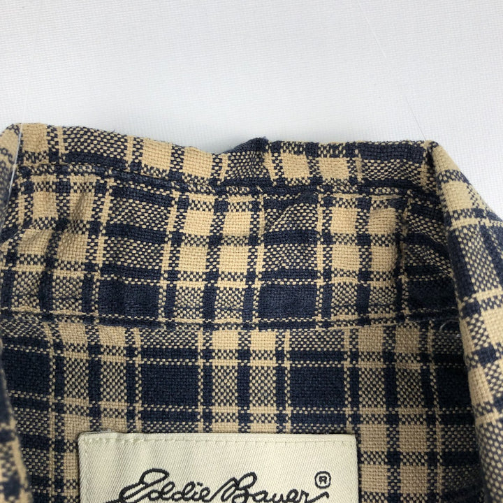 1990'S Eddie Bauer Long-Sleeve Cotton Check Shirt, Men's Size M (approx.), Vintage cotton navy blue type Vintage Second Hand