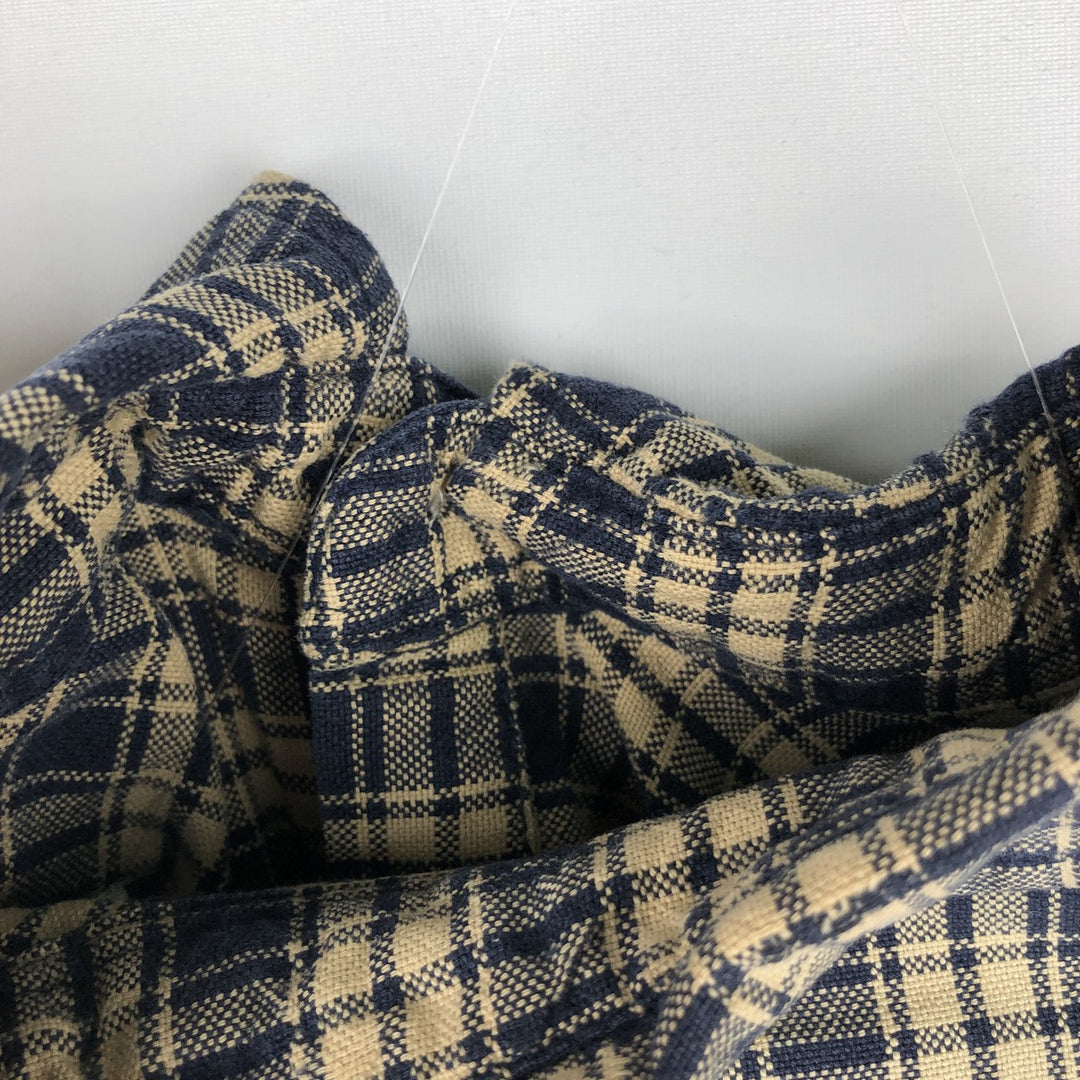 1990'S Eddie Bauer Long-Sleeve Cotton Check Shirt, Men's Size M (approx.), Vintage cotton navy blue type Vintage Second Hand