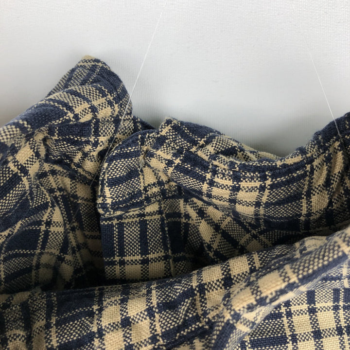 1990'S Eddie Bauer Long-Sleeve Cotton Check Shirt, Men's Size M (approx.), Vintage cotton navy blue type Vintage Second Hand