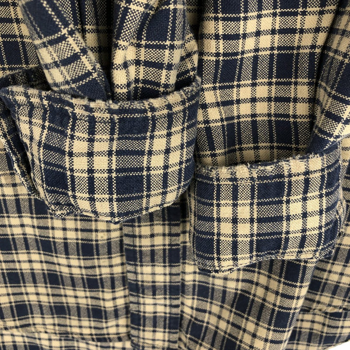 1990'S Eddie Bauer Long-Sleeve Cotton Check Shirt, Men's Size M (approx.), Vintage cotton navy blue type Vintage Second Hand