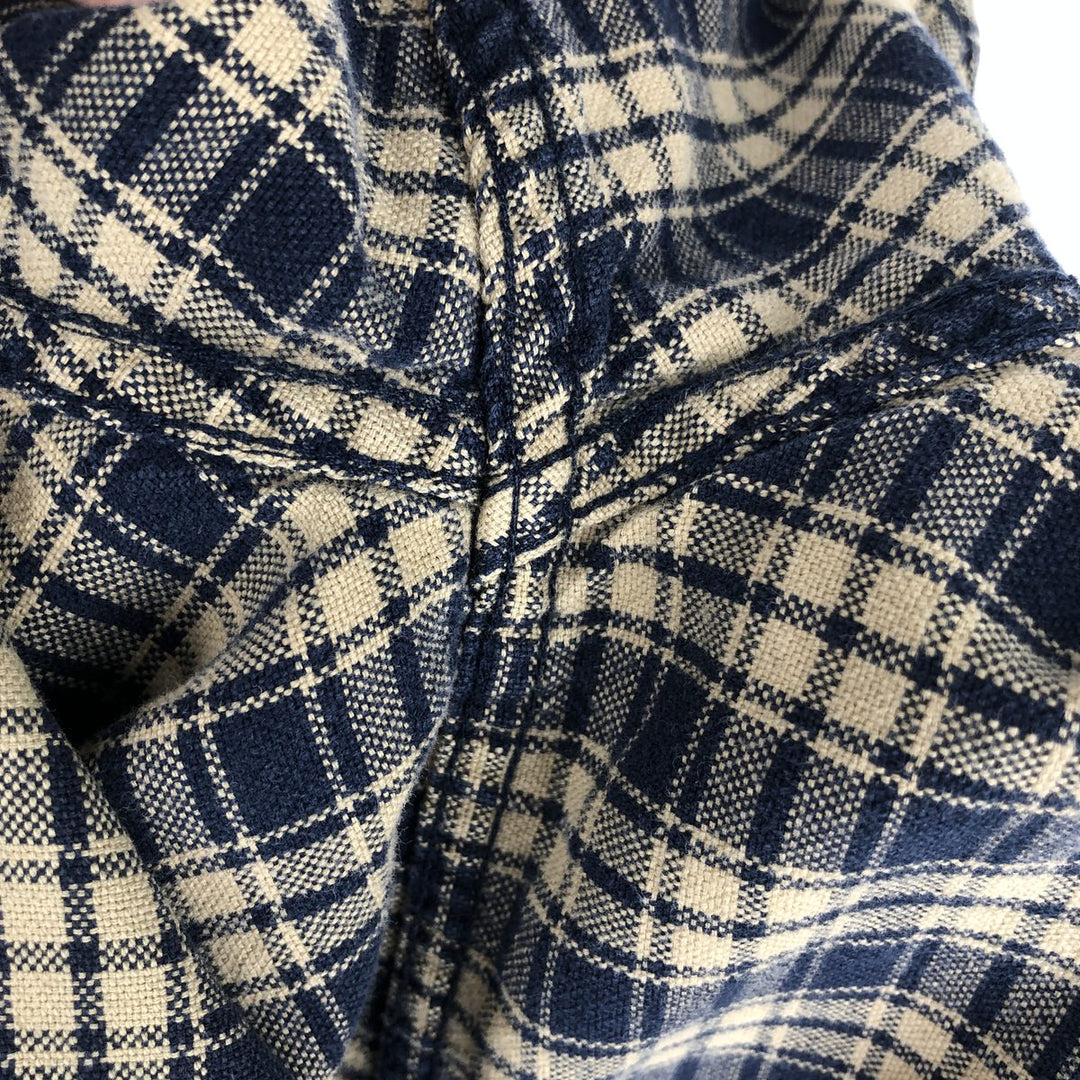 1990'S Eddie Bauer Long-Sleeve Cotton Check Shirt, Men's Size M (approx.), Vintage cotton navy blue type Vintage Second Hand