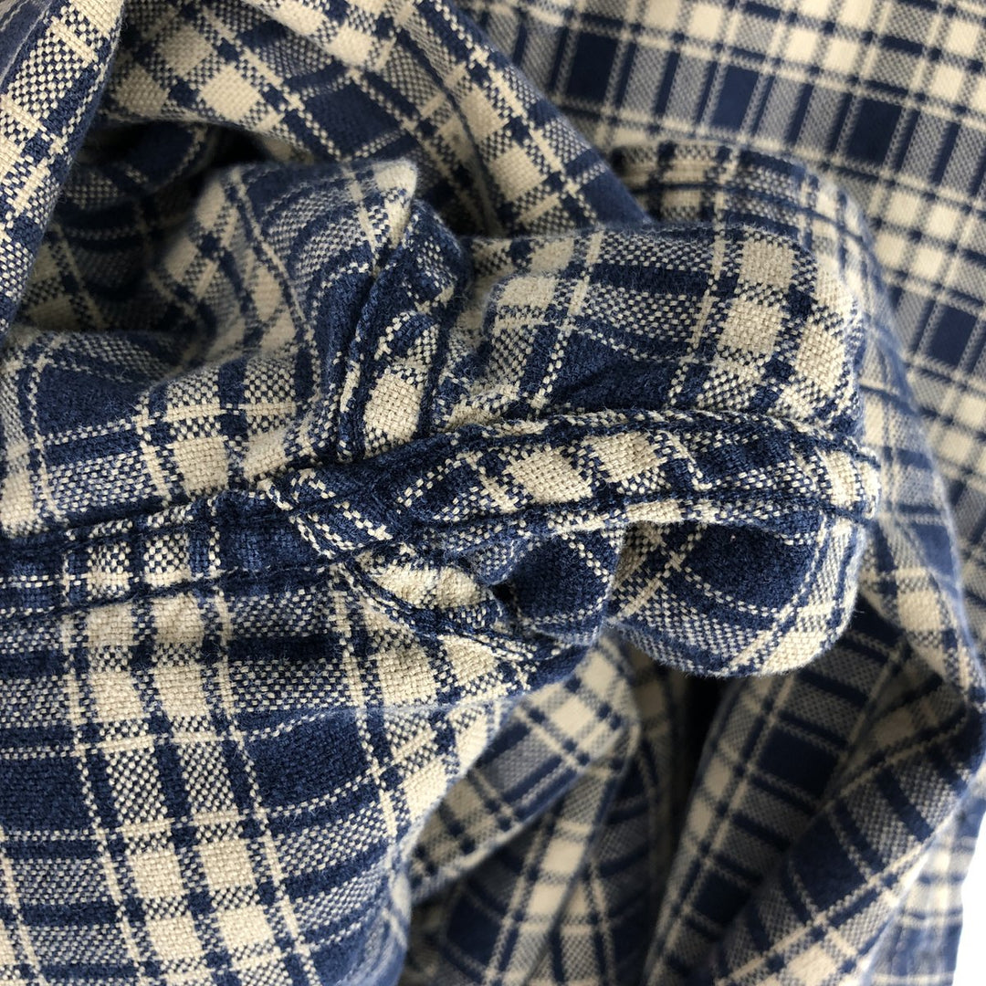 1990'S Eddie Bauer Long-Sleeve Cotton Check Shirt, Men's Size M (approx.), Vintage cotton navy blue type Vintage Second Hand