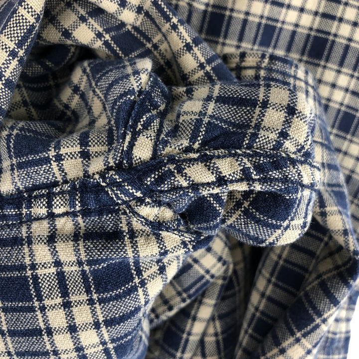 1990'S Eddie Bauer Long-Sleeve Cotton Check Shirt, Men's Size M (approx.), Vintage cotton navy blue type Vintage Second Hand