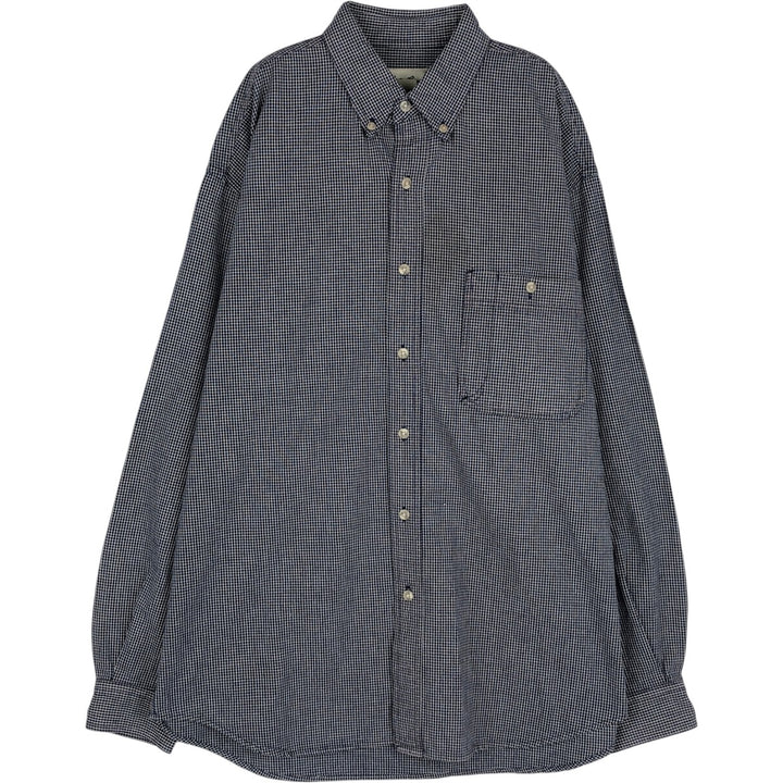 90s-00'S Eddie Bauer Long-Sleeve Button-Down Check Shirt, Men's Size L (Equivalent), Vintage cotton navy blue type Vintage Second Hand
