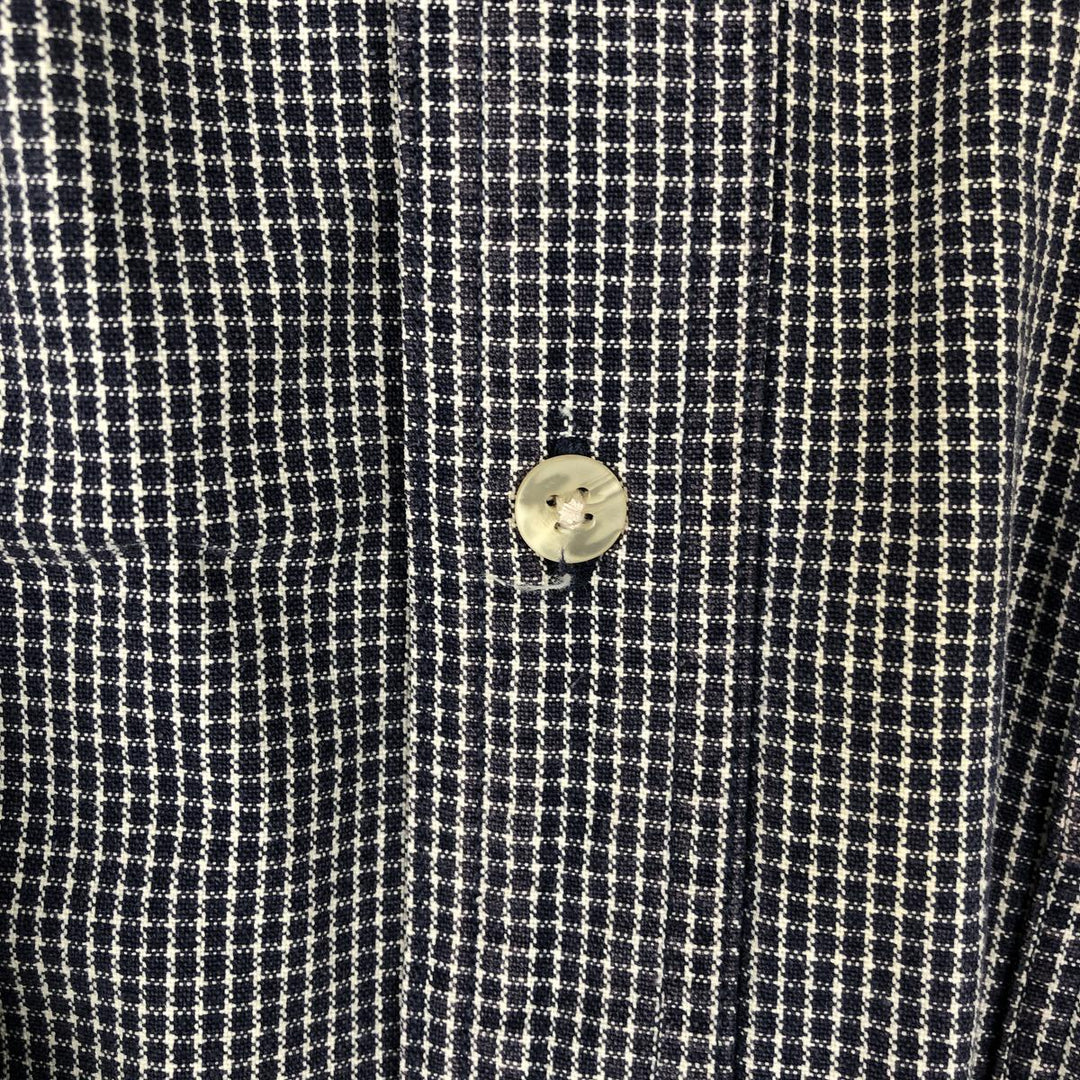 90s-00'S Eddie Bauer Long-Sleeve Button-Down Check Shirt, Men's Size L (Equivalent), Vintage cotton navy blue type Vintage Second Hand