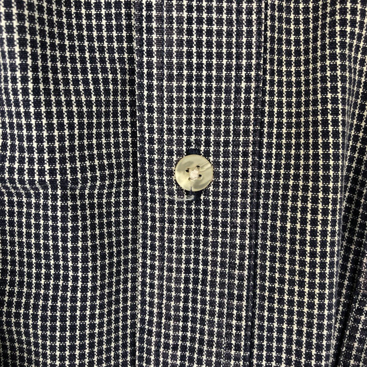 90s-00'S Eddie Bauer Long-Sleeve Button-Down Check Shirt, Men's Size L (Equivalent), Vintage cotton navy blue type Vintage Second Hand