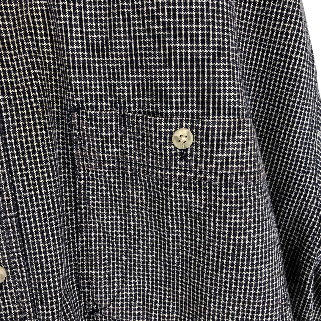 90s-00'S Eddie Bauer Long-Sleeve Button-Down Check Shirt, Men's Size L (Equivalent), Vintage cotton navy blue type Vintage Second Hand