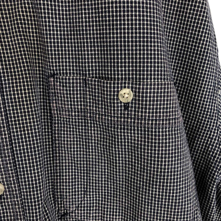 90s-00'S Eddie Bauer Long-Sleeve Button-Down Check Shirt, Men's Size L (Equivalent), Vintage cotton navy blue type Vintage Second Hand