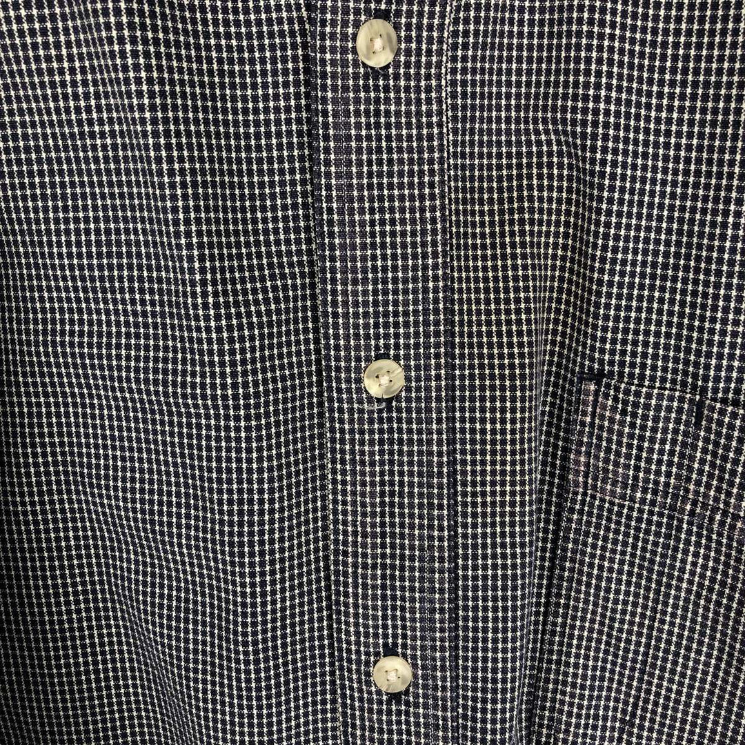 90s-00'S Eddie Bauer Long-Sleeve Button-Down Check Shirt, Men's Size L (Equivalent), Vintage cotton navy blue type Vintage Second Hand