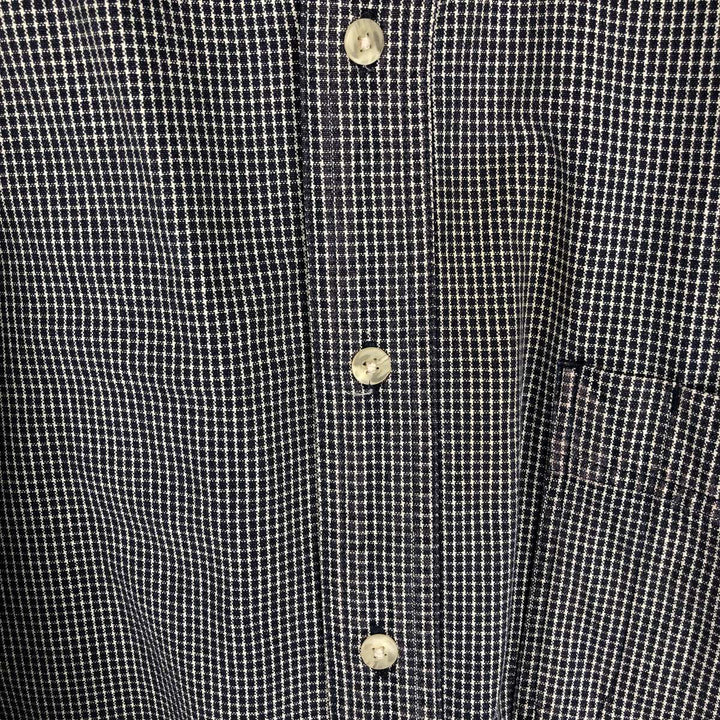 90s-00'S Eddie Bauer Long-Sleeve Button-Down Check Shirt, Men's Size L (Equivalent), Vintage cotton navy blue type Vintage Second Hand