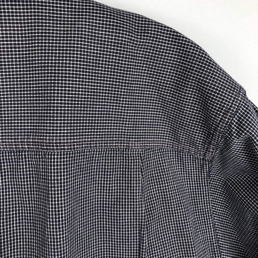 90s-00'S Eddie Bauer Long-Sleeve Button-Down Check Shirt, Men's Size L (Equivalent), Vintage cotton navy blue type Vintage Second Hand