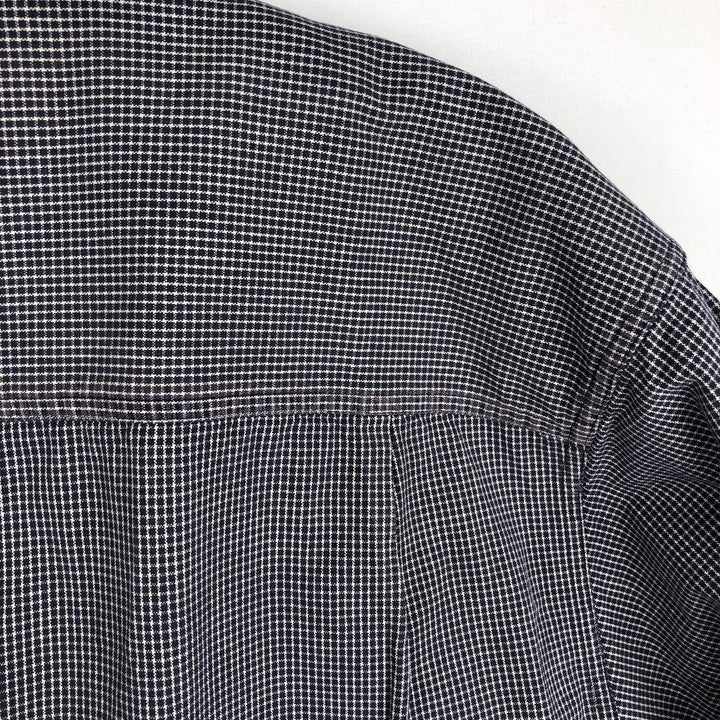 90s-00'S Eddie Bauer Long-Sleeve Button-Down Check Shirt, Men's Size L (Equivalent), Vintage cotton navy blue type Vintage Second Hand