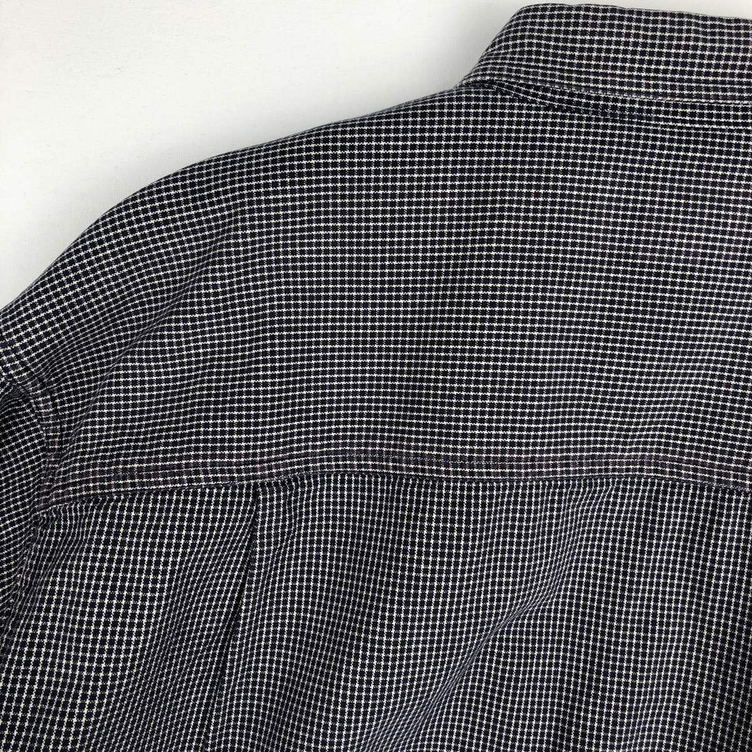 90s-00'S Eddie Bauer Long-Sleeve Button-Down Check Shirt, Men's Size L (Equivalent), Vintage cotton navy blue type Vintage Second Hand