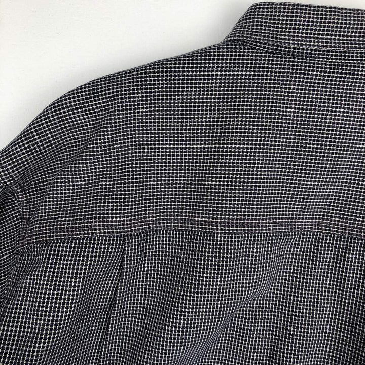 90s-00'S Eddie Bauer Long-Sleeve Button-Down Check Shirt, Men's Size L (Equivalent), Vintage cotton navy blue type Vintage Second Hand