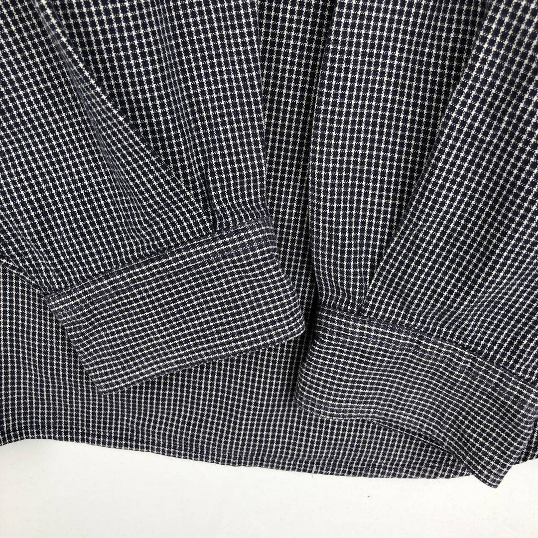 90s-00'S Eddie Bauer Long-Sleeve Button-Down Check Shirt, Men's Size L (Equivalent), Vintage cotton navy blue type Vintage Second Hand