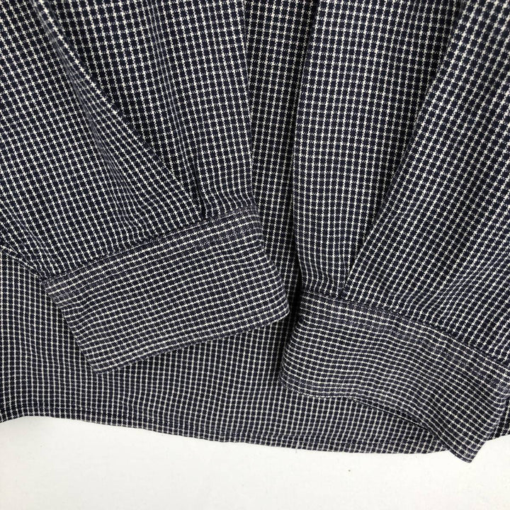 90s-00'S Eddie Bauer Long-Sleeve Button-Down Check Shirt, Men's Size L (Equivalent), Vintage cotton navy blue type Vintage Second Hand