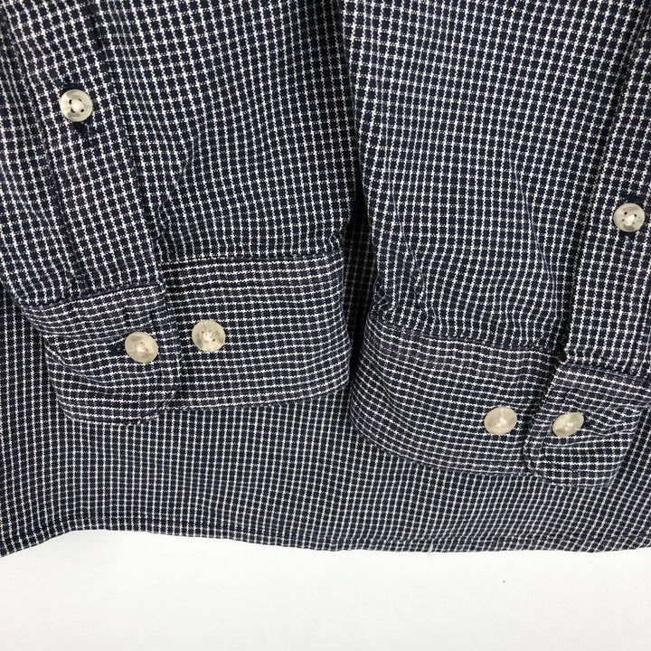 90s-00'S Eddie Bauer Long-Sleeve Button-Down Check Shirt, Men's Size L (Equivalent), Vintage cotton navy blue type Vintage Second Hand
