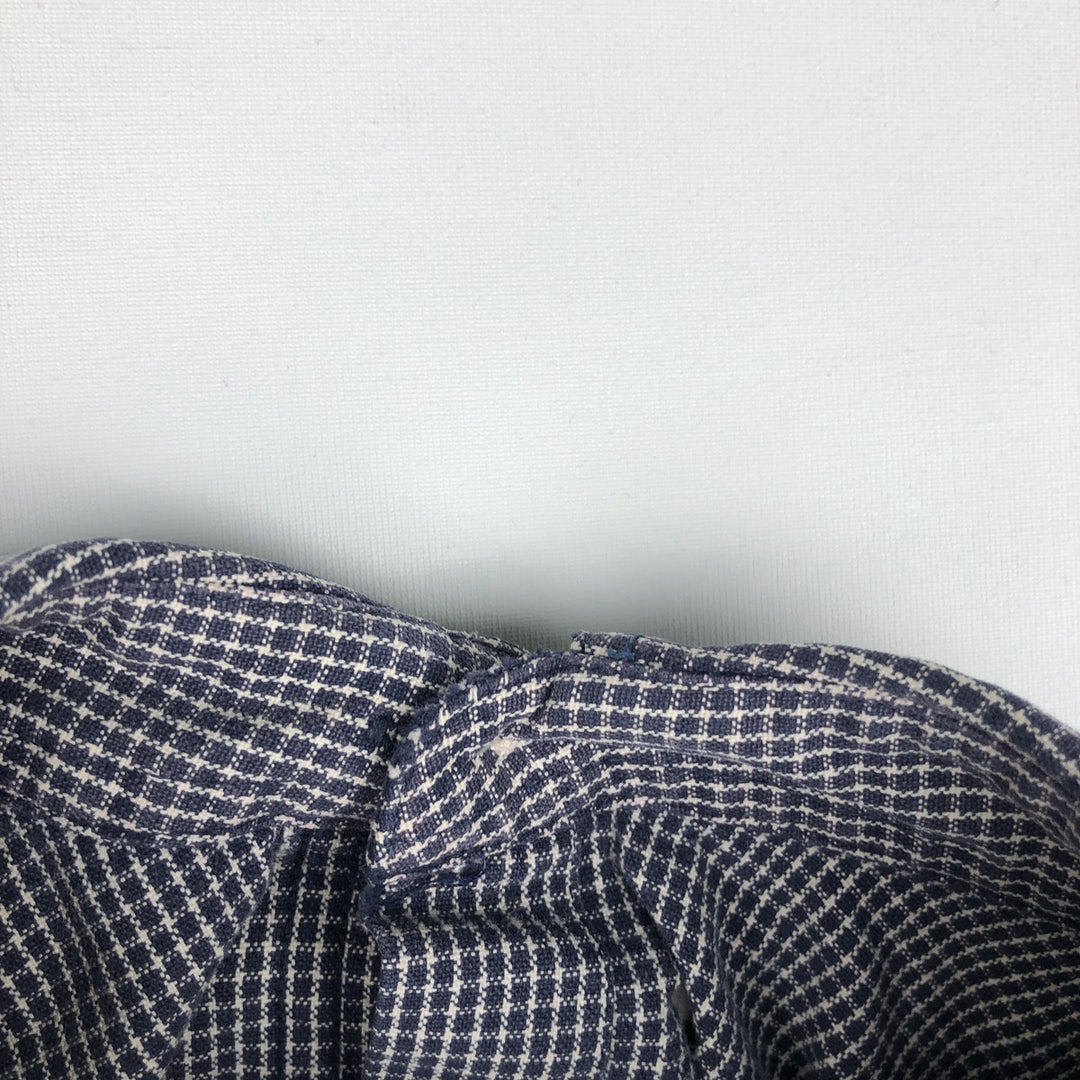 90s-00'S Eddie Bauer Long-Sleeve Button-Down Check Shirt, Men's Size L (Equivalent), Vintage cotton navy blue type Vintage Second Hand