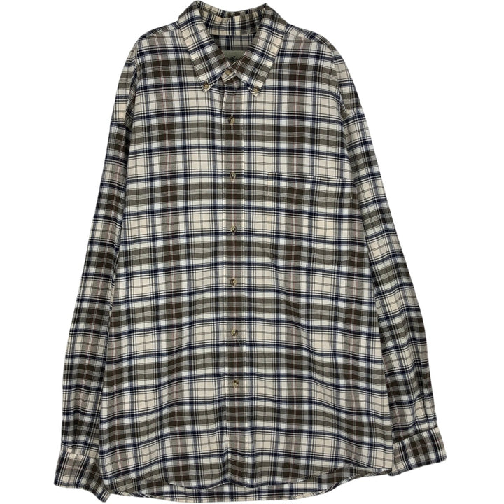 90s~ Eddie Bauer Long Sleeve Button-Down Check Shirt, Men's Size L, Vintage cotton ivory Vintage Second Hand