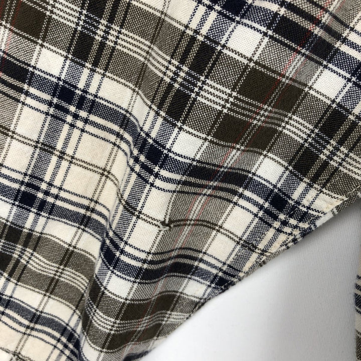 90s~ Eddie Bauer Long Sleeve Button-Down Check Shirt, Men's Size L, Vintage cotton ivory Vintage Second Hand