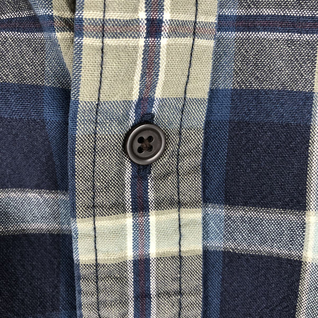 90s~ Eddie Bauer Long Sleeve Button-Down Check Shirt, Men's Size L, Vintage cotton blue type Vintage Second Hand