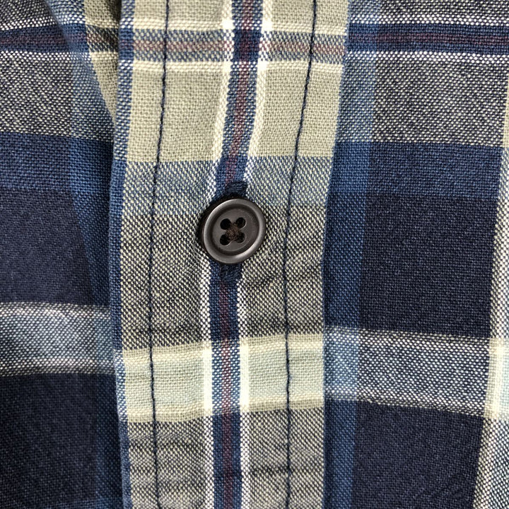 90s~ Eddie Bauer Long Sleeve Button-Down Check Shirt, Men's Size L, Vintage cotton blue type Vintage Second Hand
