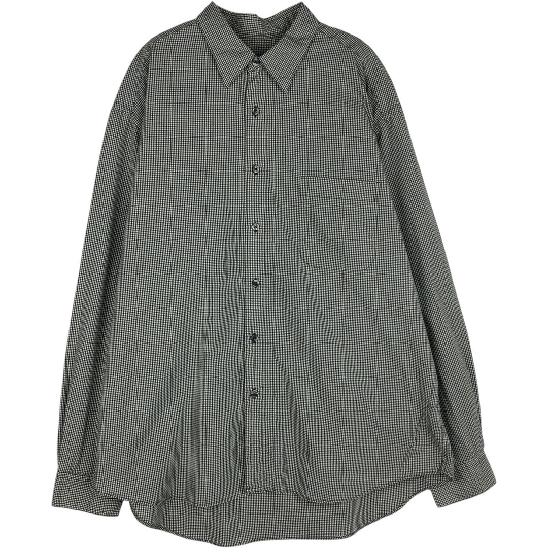 2000'S Eddie Bauer Long-Sleeve Cotton Check Shirt, Men's Size XL (approx.) cotton Green type dark green Vintage Second Hand