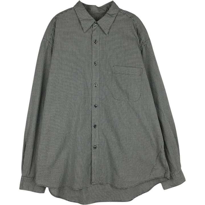 2000'S Eddie Bauer Long-Sleeve Cotton Check Shirt, Men's Size XL (approx.) cotton Green type dark green Vintage Second Hand