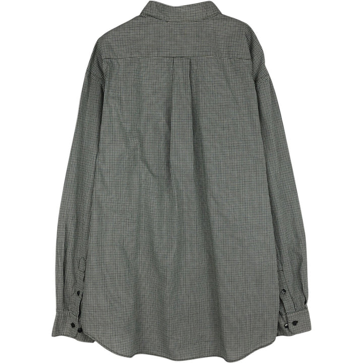2000'S Eddie Bauer Long-Sleeve Cotton Check Shirt, Men's Size XL (approx.) cotton Green type dark green Vintage Second Hand