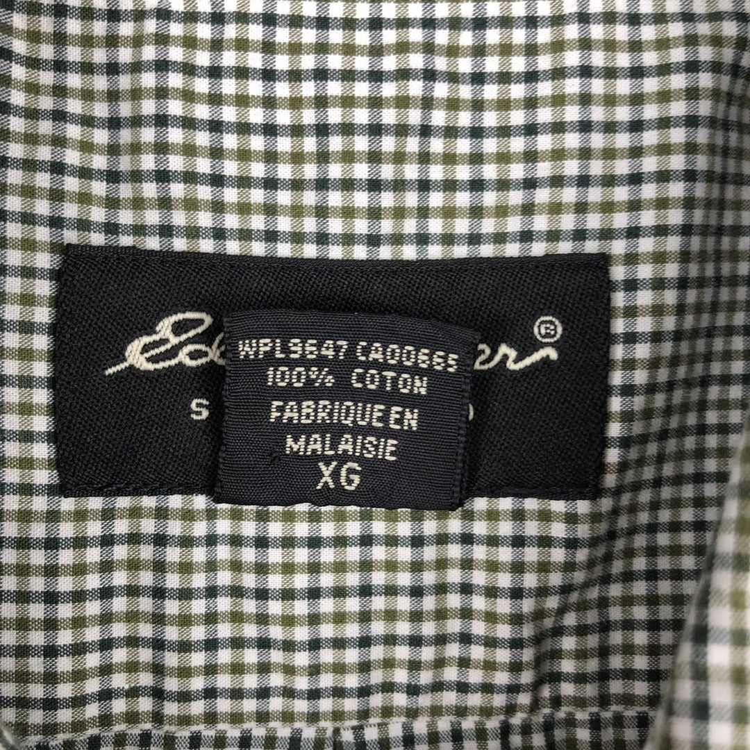 2000'S Eddie Bauer Long-Sleeve Cotton Check Shirt, Men's Size XL (approx.) cotton Green type dark green Vintage Second Hand