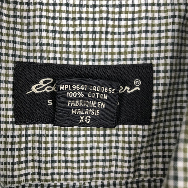 2000'S Eddie Bauer Long-Sleeve Cotton Check Shirt, Men's Size XL (approx.) cotton Green type dark green Vintage Second Hand