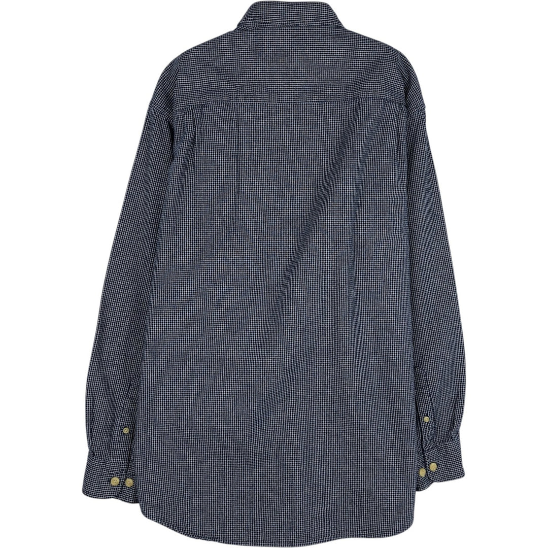 ~2000'S Eddie Bauer Long-Sleeve Button-Down Check Shirt, Men's Size M (approx.) cotton navy blue type Vintage Second Hand