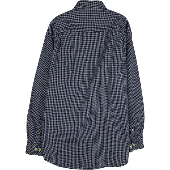 ~2000'S Eddie Bauer Long-Sleeve Button-Down Check Shirt, Men's Size M (approx.) cotton navy blue type Vintage Second Hand