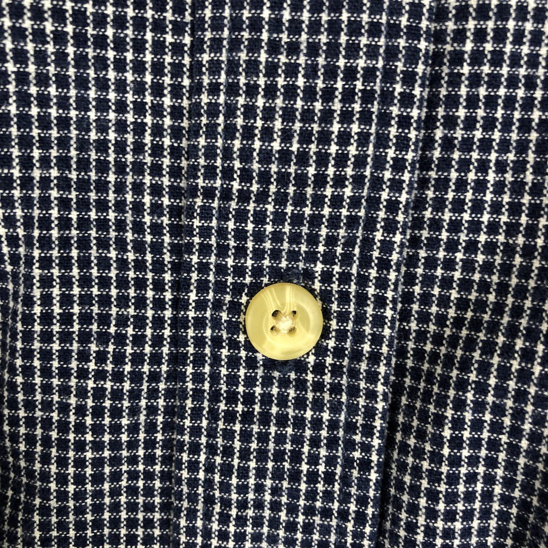~2000'S Eddie Bauer Long-Sleeve Button-Down Check Shirt, Men's Size M (approx.) cotton navy blue type Vintage Second Hand