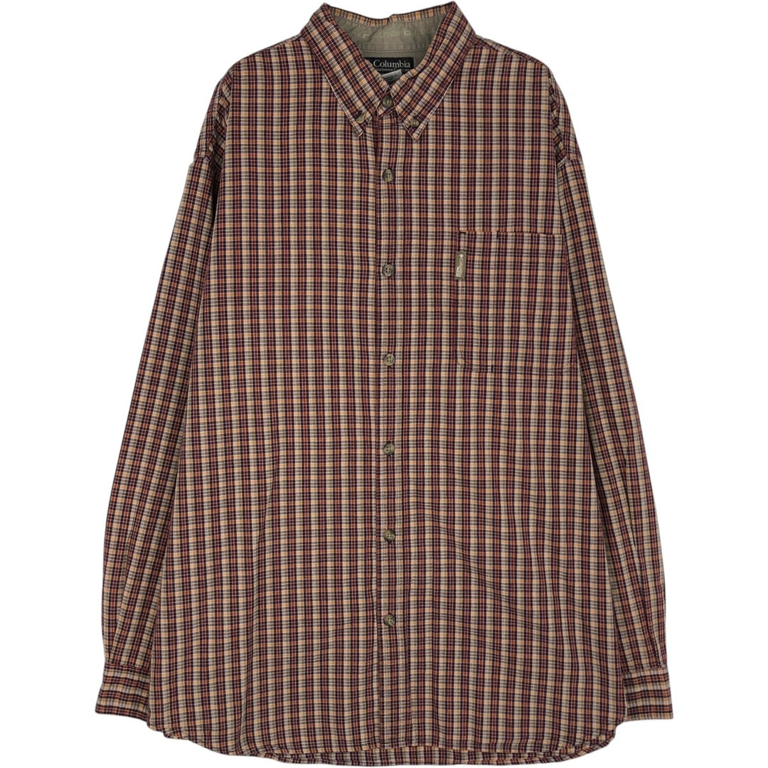 2000'S Columbia XCO Long-Sleeve Button-Down Check Shirt, Men's Size XL (approx.) unclear brown type Vintage Second Hand