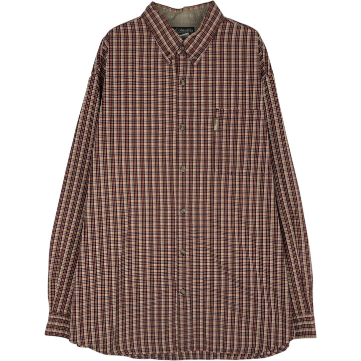 2000'S Columbia XCO Long-Sleeve Button-Down Check Shirt, Men's Size XL (approx.) unclear brown type Vintage Second Hand