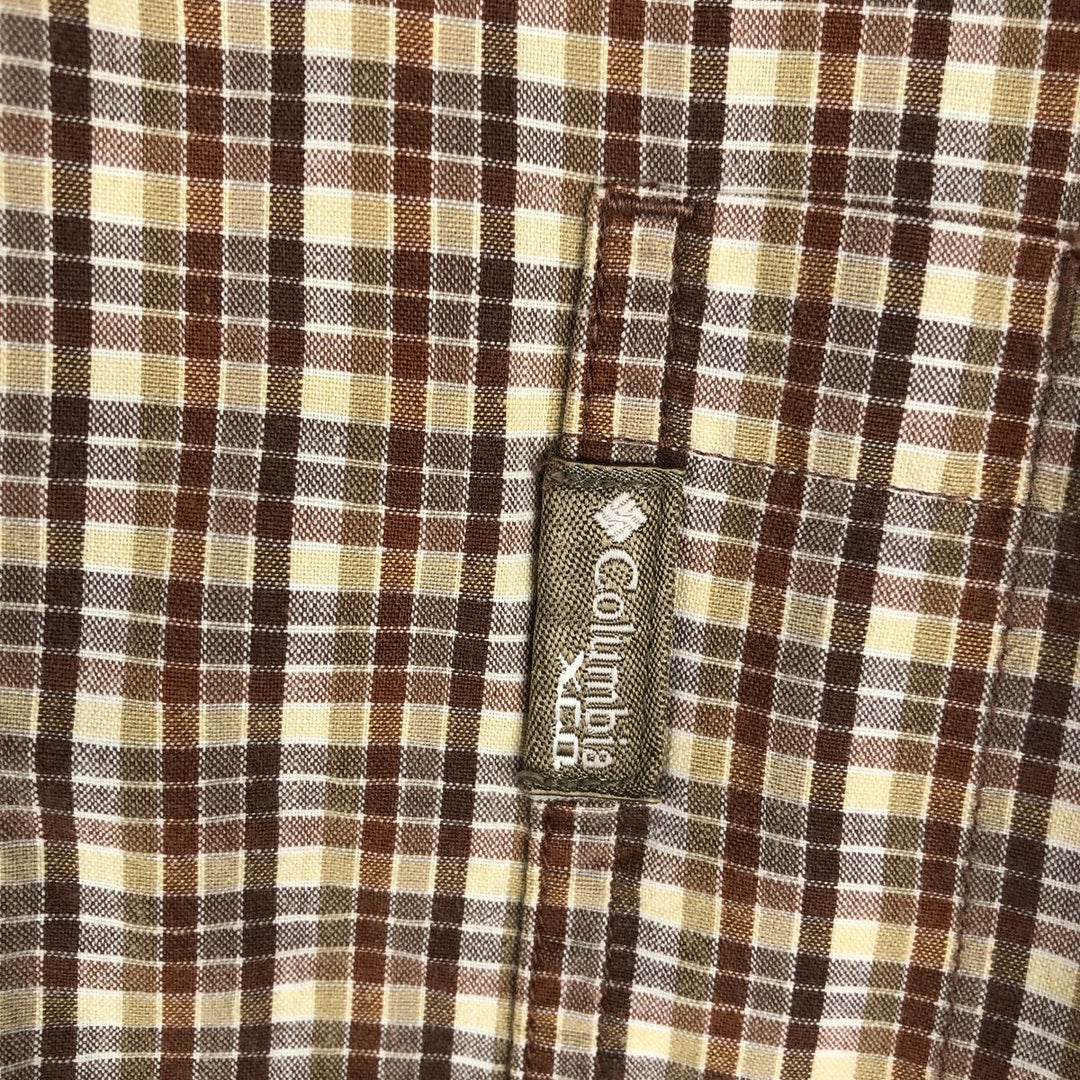 2000'S Columbia XCO Long-Sleeve Button-Down Check Shirt, Men's Size L (approx.) cotton brown type Vintage Second Hand