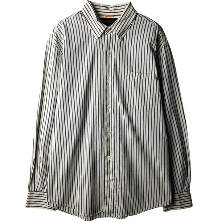 90s-00'S Timberland Long-Sleeve Button-Down Striped Shirt, Men's Size XL (approx.) cotton navy blue type Vintage Second Hand