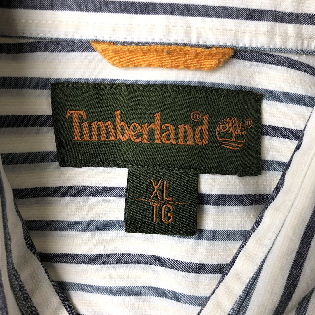 90s-00'S Timberland Long-Sleeve Button-Down Striped Shirt, Men's Size XL (approx.) cotton navy blue type Vintage Second Hand